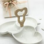 Bomboniera Antipastiera 3 cuori in ceramica e legno