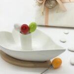 Bomboniera Ciotola Cuore per aperitivo in ceramica e legno