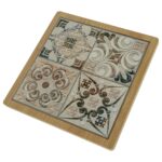 Sottopentola in legno e porcellana mattonella maiolica