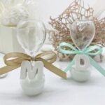Bomboniera clessidra sabbia bianca personalizzabile con lettera in gesso