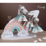 PORTA CHIAVI ARCOBALENO CON CAMPANELLINO ANGELI E FRASI