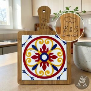 SOTTOPENTOLA QUADRATO CON MAIOLICA ROSSA E GIALLA